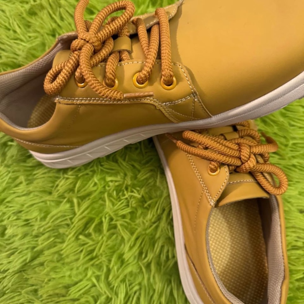Golden Sneakers with White Soles Size 10 1987